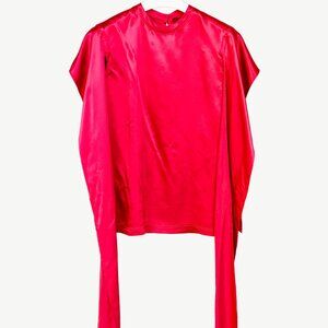 Sies Marjan Pink Viscose-Satin Open-Sleeve Blouse